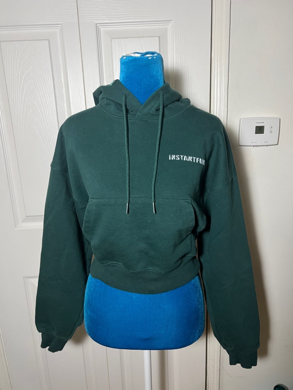 INSTANTFUNK Cropped Hoodie Green Small
